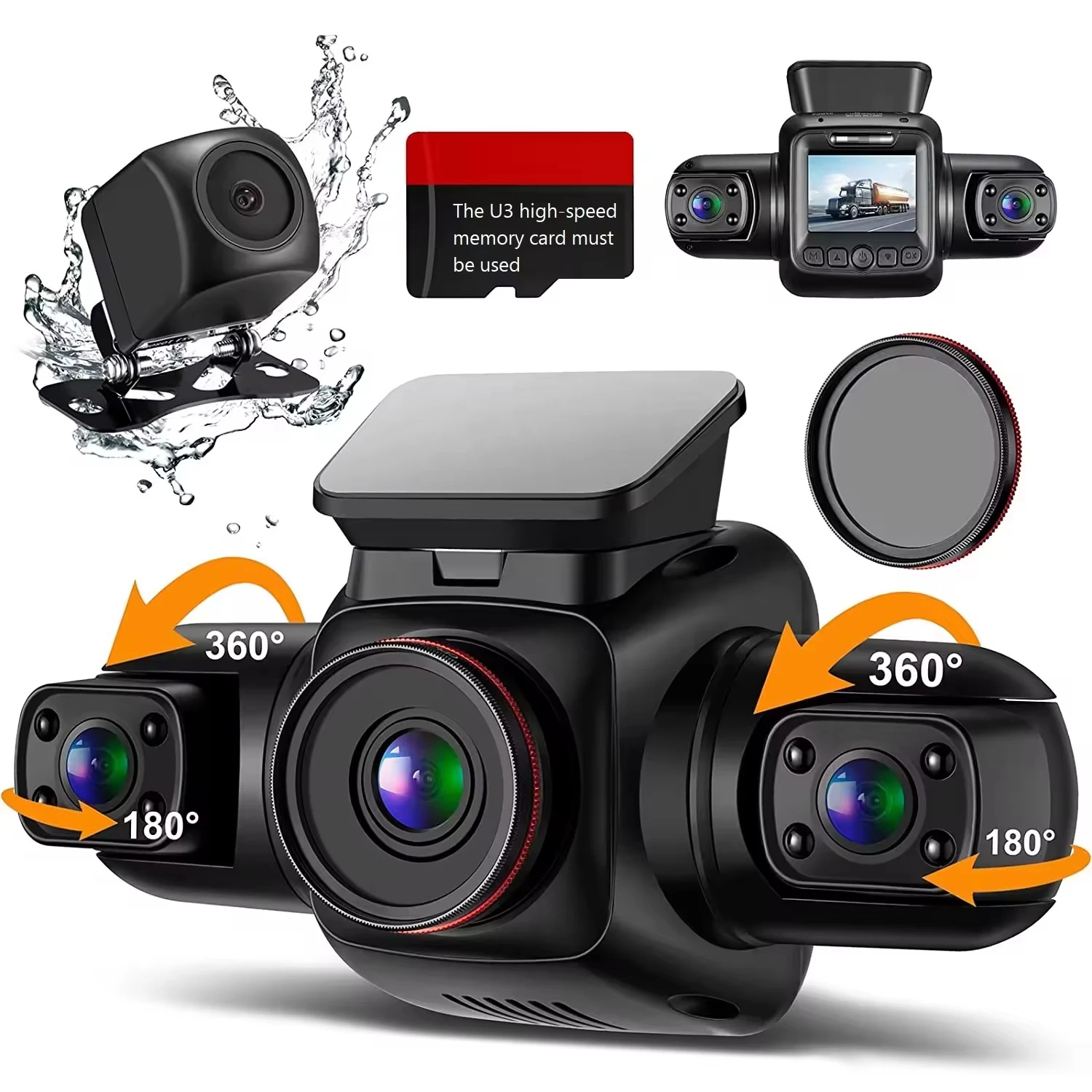 170Car DVR GPS WiFi Dash Cam 4-Channel 4*1080P Video Recorder with IR Night Vision for Taxi Drivers