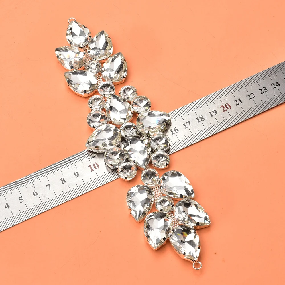 Color Drop Glass Diamond Rhinestone Short Chain DIY Clothes Shoes Bag Crystal Applique Buckle Jewelry Accessories Factory Supply