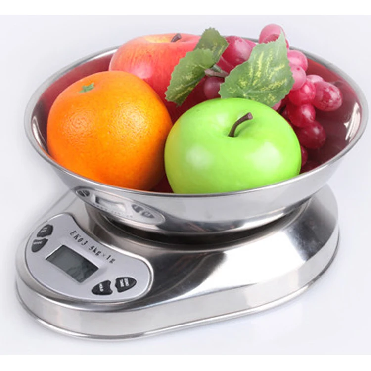 5kg/1g Stainless Steel with Bowl Digital Electronic Food Weighing Food Kitchen Scale