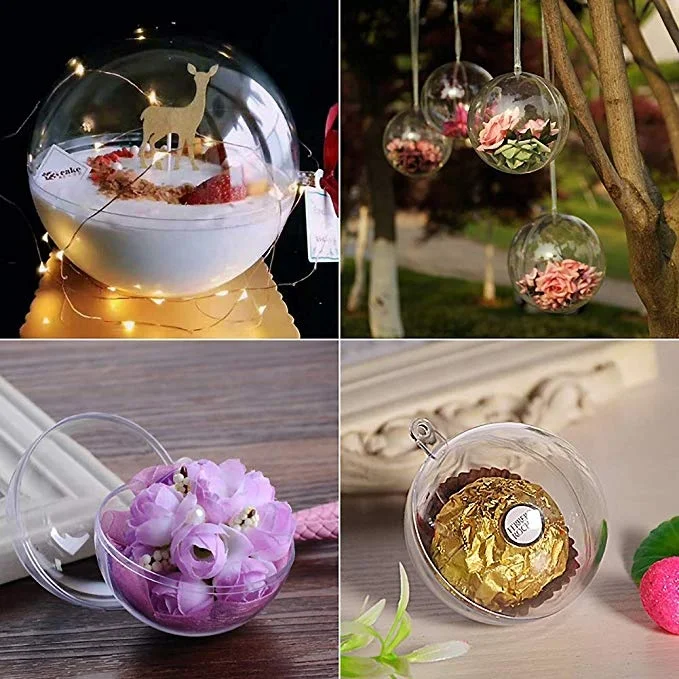 Fillables Ball Ornament Baubles Creative Christmas Tree Decoration Ball Ornaments Transparent for Crafts Clear Plastic Opp Bag