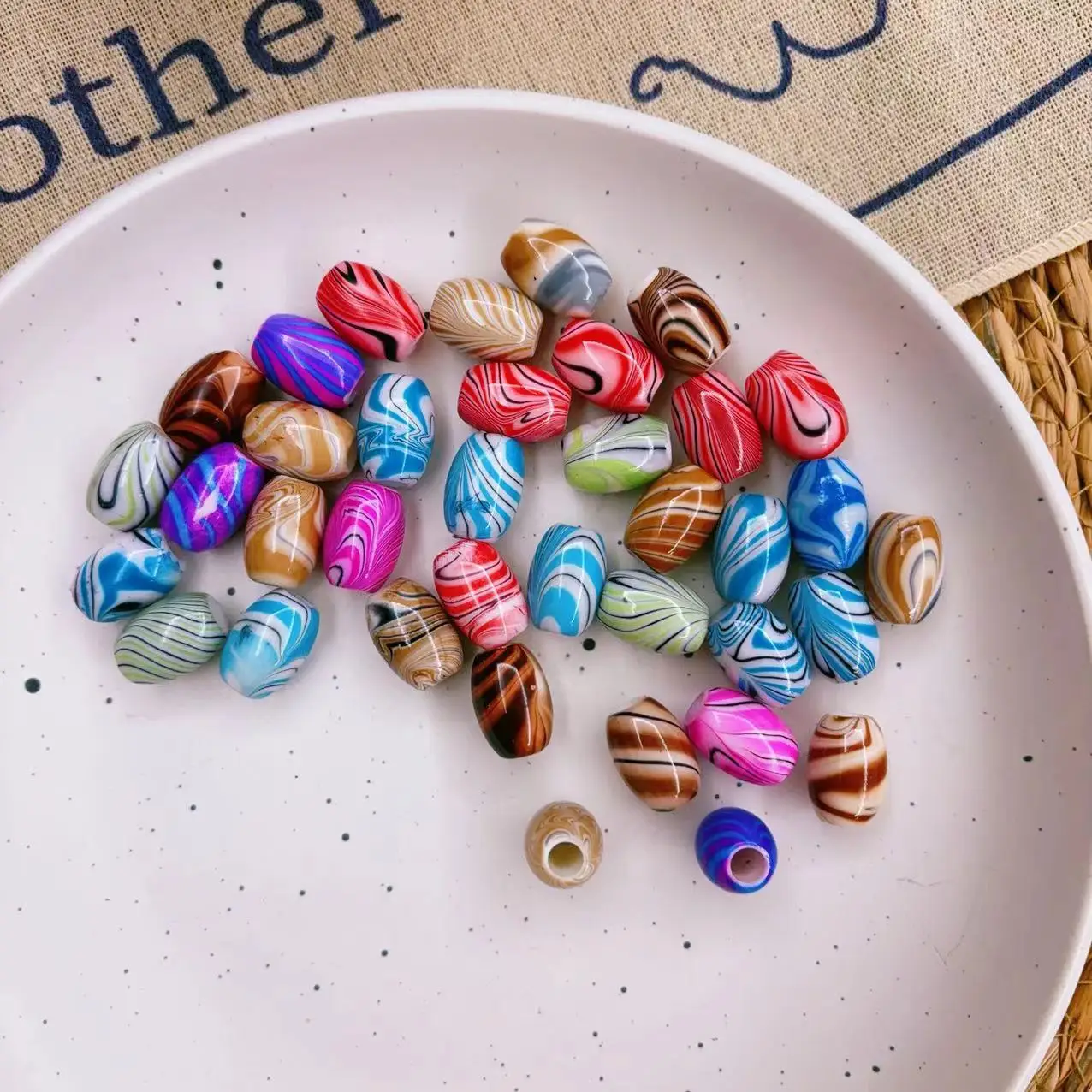 Factory Direct Sell Dreadlocks hair beads large hole acrylic beads diy loose beads