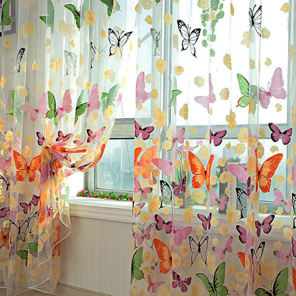 Printed  Cortinas Decorative Window Screening Burnout Tulle Curtains for Living Room bedroom Balcony Voile Sheer