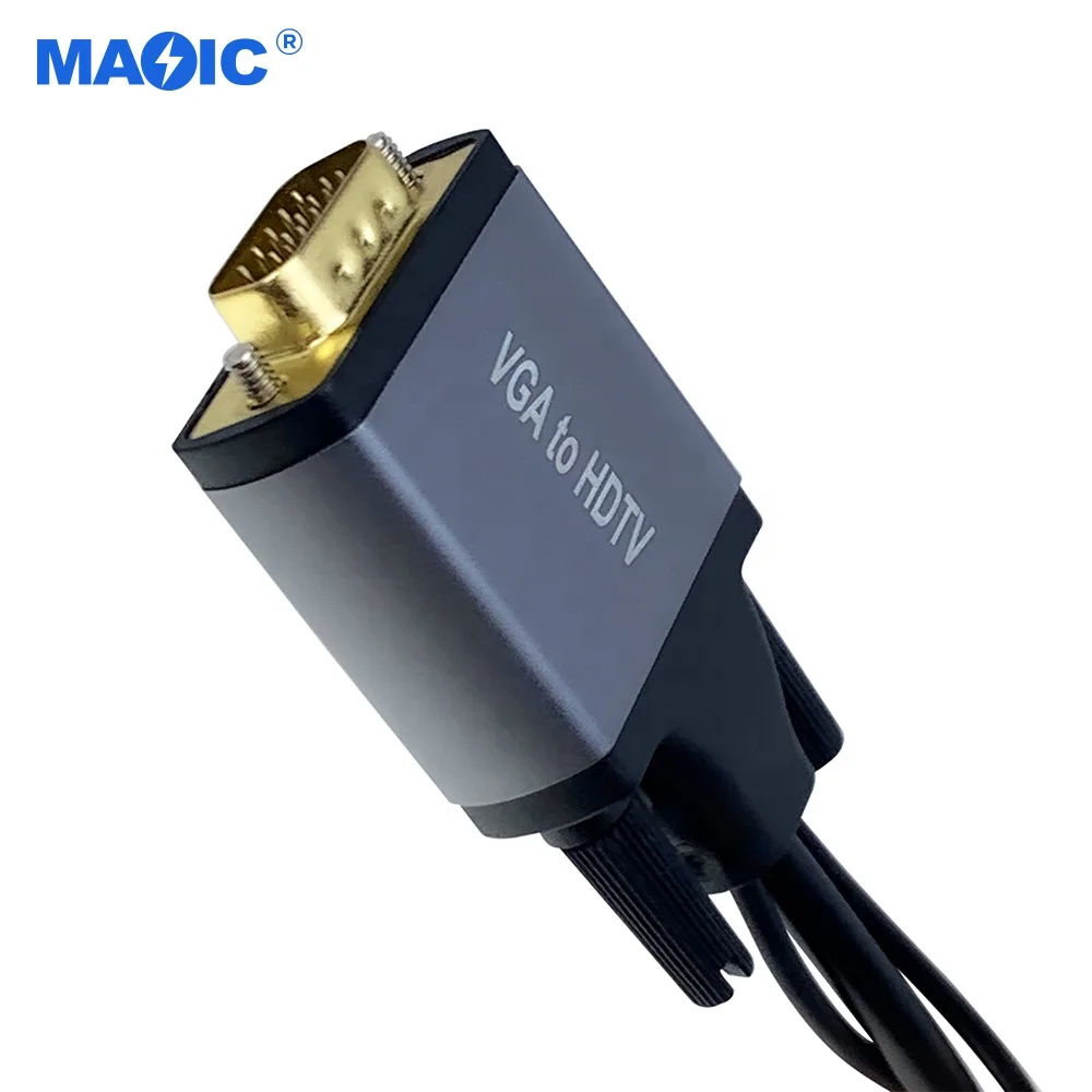 2023 New Magelei VGA to HDMI Cable with Audio and USB Power Cable for Monitor HDTV VGA to HDMI Adapter