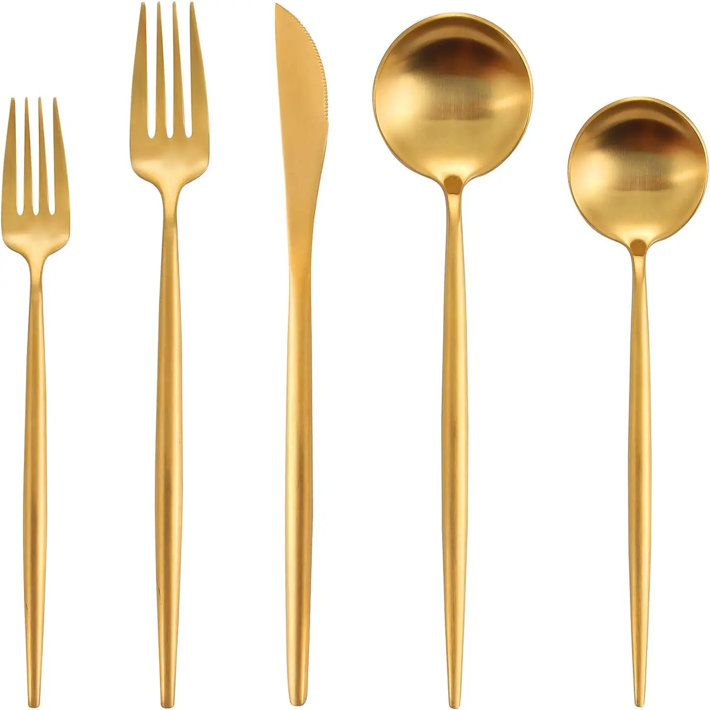 Wholesale Goude bestek Silverware Restaurant Round Handle Cutlery Matte Wedding Bulk Stainless Steel Gold Flatware