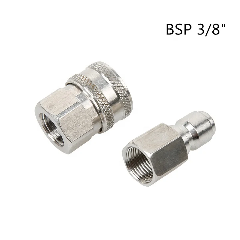 SS 4000PSI Car Washing Stainless Steel Pressure Washer Adapter Set BSP 3/8 Inch Female Quick Connect Plug And Socket Adaptor