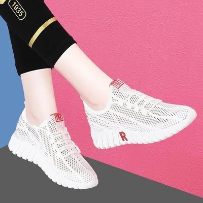 Ms. knit breathable canvas shoes sepatu stroll  wholesale elderly mother casual stock shoes