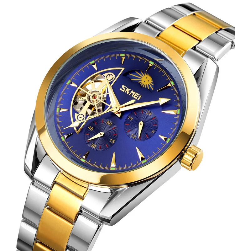 Высококачественные автоматические мужские часы SKMEI 9237 из нержавеющей стали с корпусом из цинкового сплава