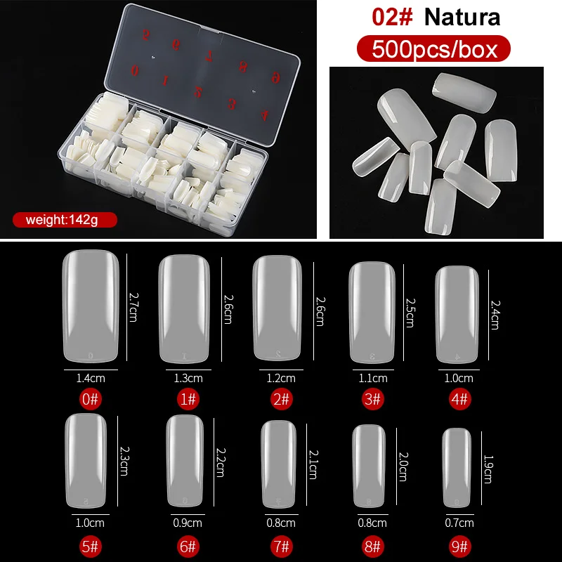 Professional French Acrylic Fakes Nail Tips Artificial Nail Tips Full Cover Acrylic Transparent Nail Capsules