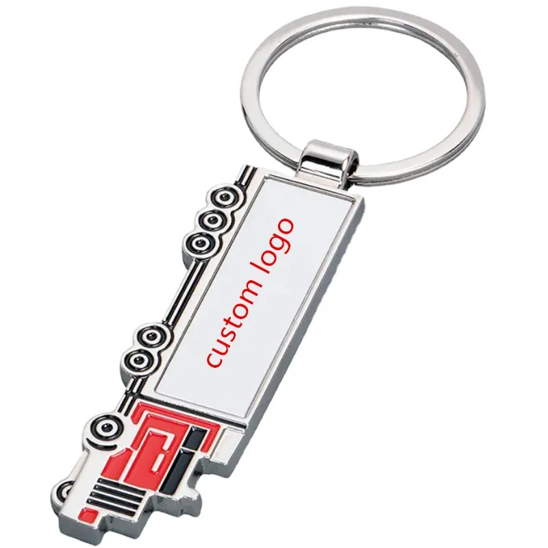Custom LOGO Giveaway Mini Gifts Business Gift Metal Alloy Long Trailer Truck Car Vehicles Design Personalized Souvenir Keychain