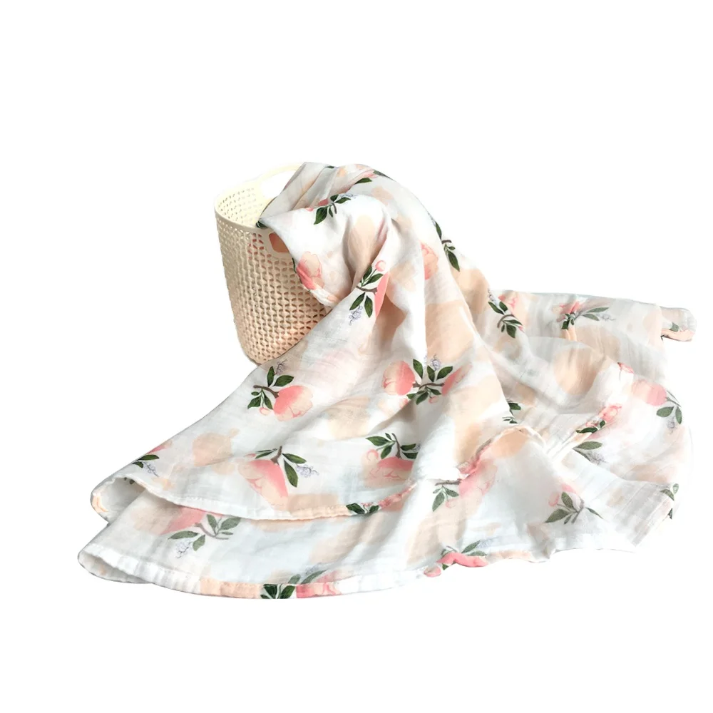 Manufacturer Muslin Swaddle Blanket Large Size 120cm Organic 100%Bamboo Muslin Baby Blanket Kids Wrap Swaddle Muslin Blanket