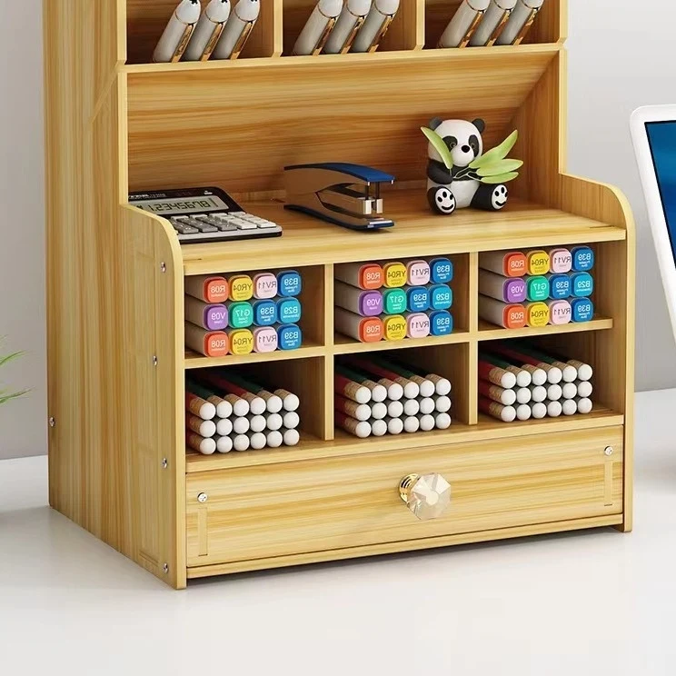 Pencil Holder Home Office Supplies Drawer DIY Desk Office Stationery Desktop Art Supply Organizer Wooden Pen Organizer