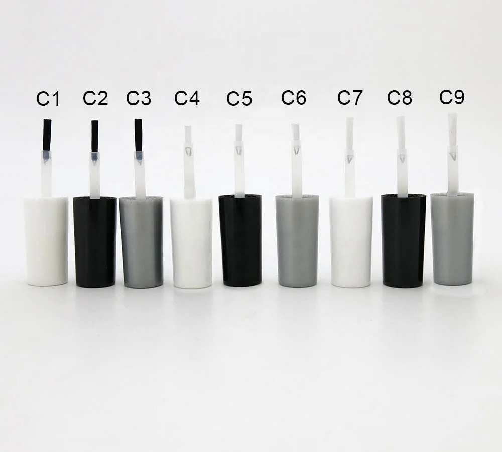 Free Sample Empty White Glass Nail Polish Bottle With White Black Grey Brush Cap 1/2oz Glass Container