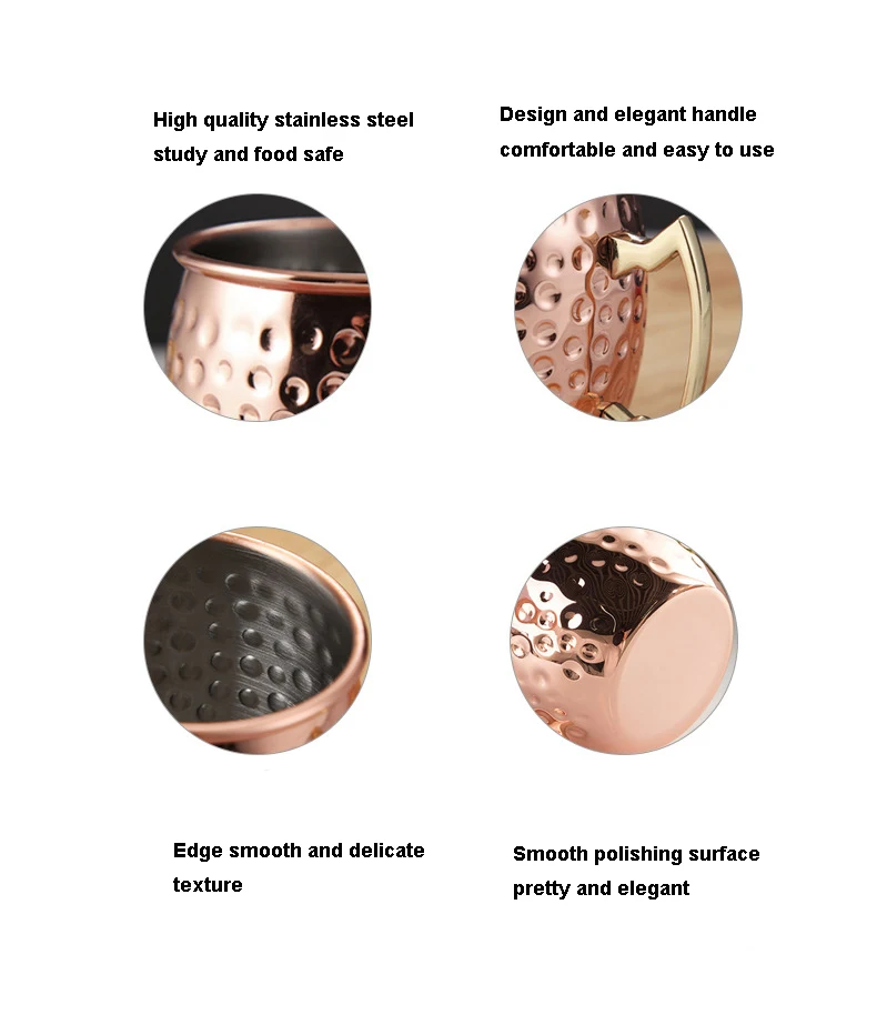 Moscow Mule Mug 500ml Copper Hammered Plating Stainless Steel Inside Lining Handcrafted  Brass Mugs for Cocktail Beer Cup