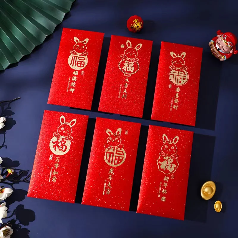 Китайские красные конверты Hong Bao с фу 2022 карманы для денег на удачу все случаи