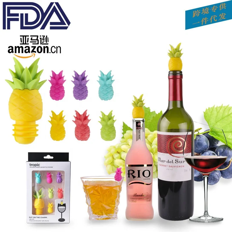 Creative colorful fruits shape ecxcellent quality silicone red wine stopper