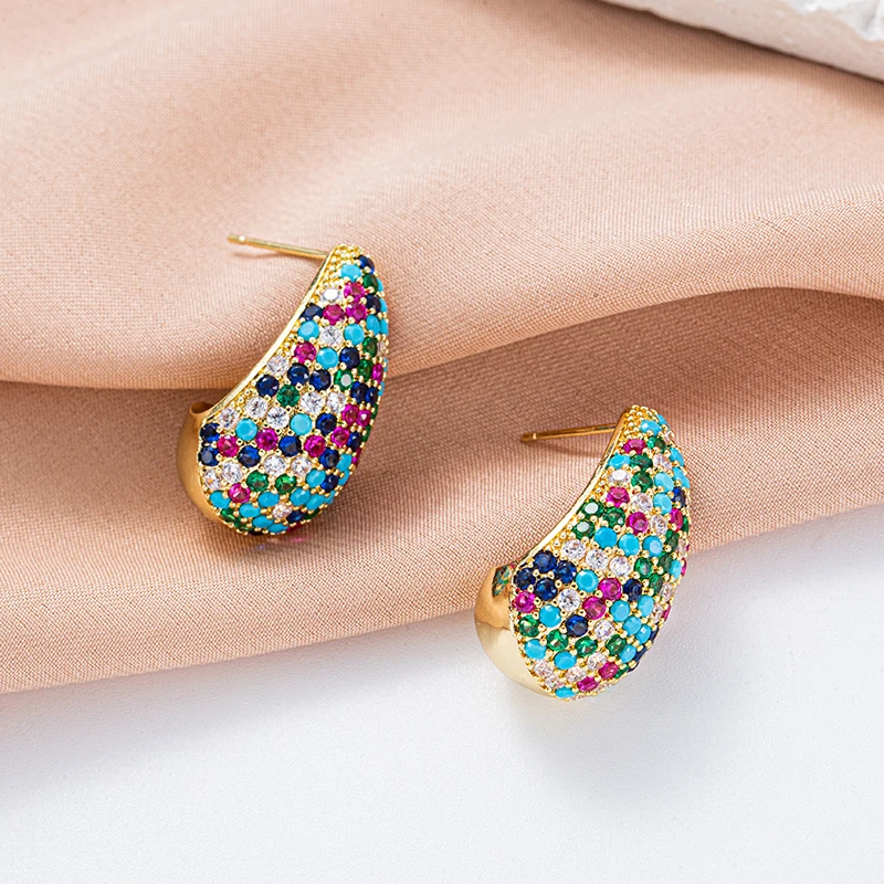 Simple Teardrop Earrings Water Drop Earring Fashion Jewelry Brass Plated Trendy Colorful Earrings