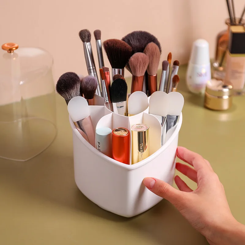 2024 New Portable Heart Shaped Cosmetic Makeup Brush Organizer Without No-lid Functional Detachable Storage Box Lipstick Case