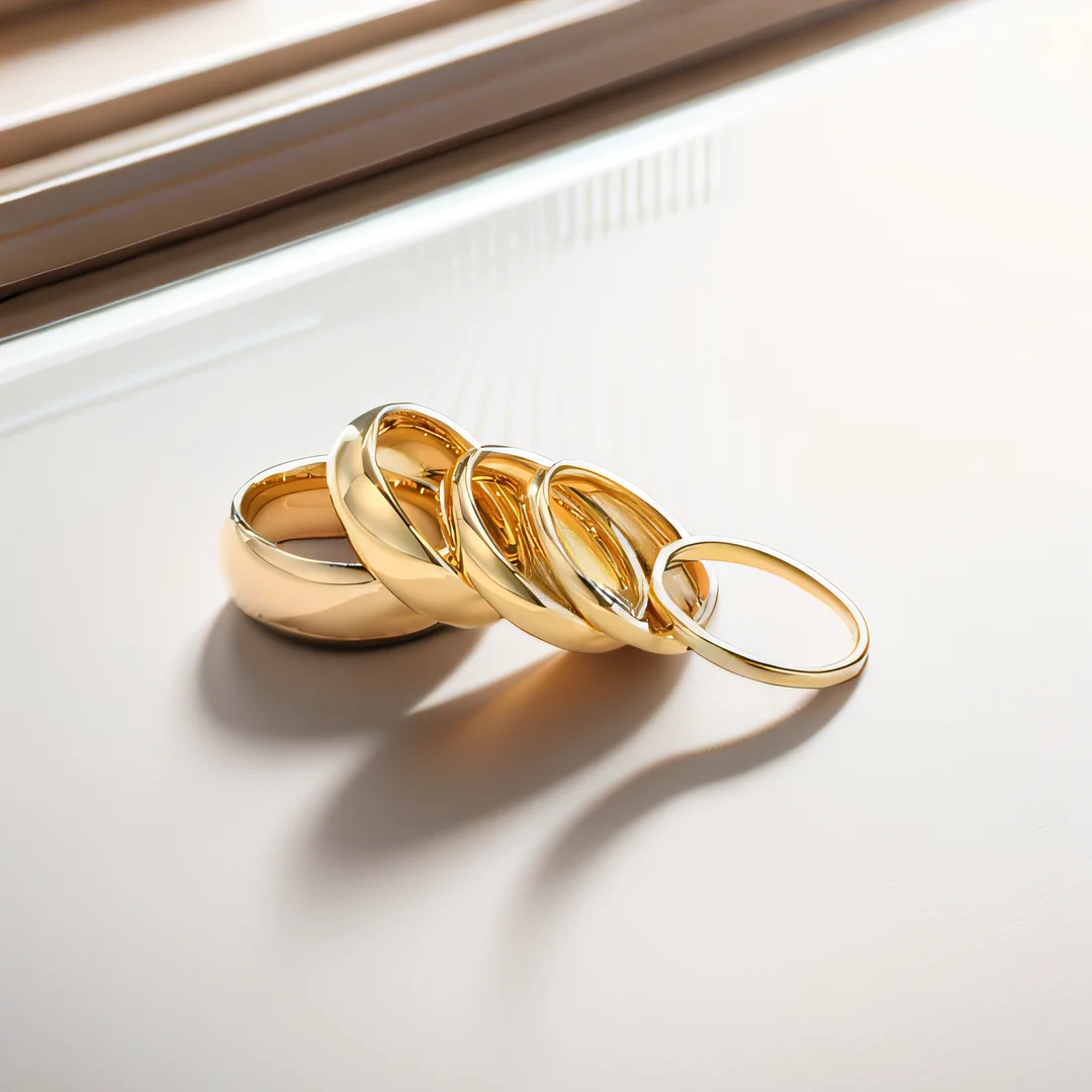 AJL Customize 2mm to 12mm 18K Gold Plated High Polished Tungsten Steel Ring Unisex Wedding and Engagement Bands