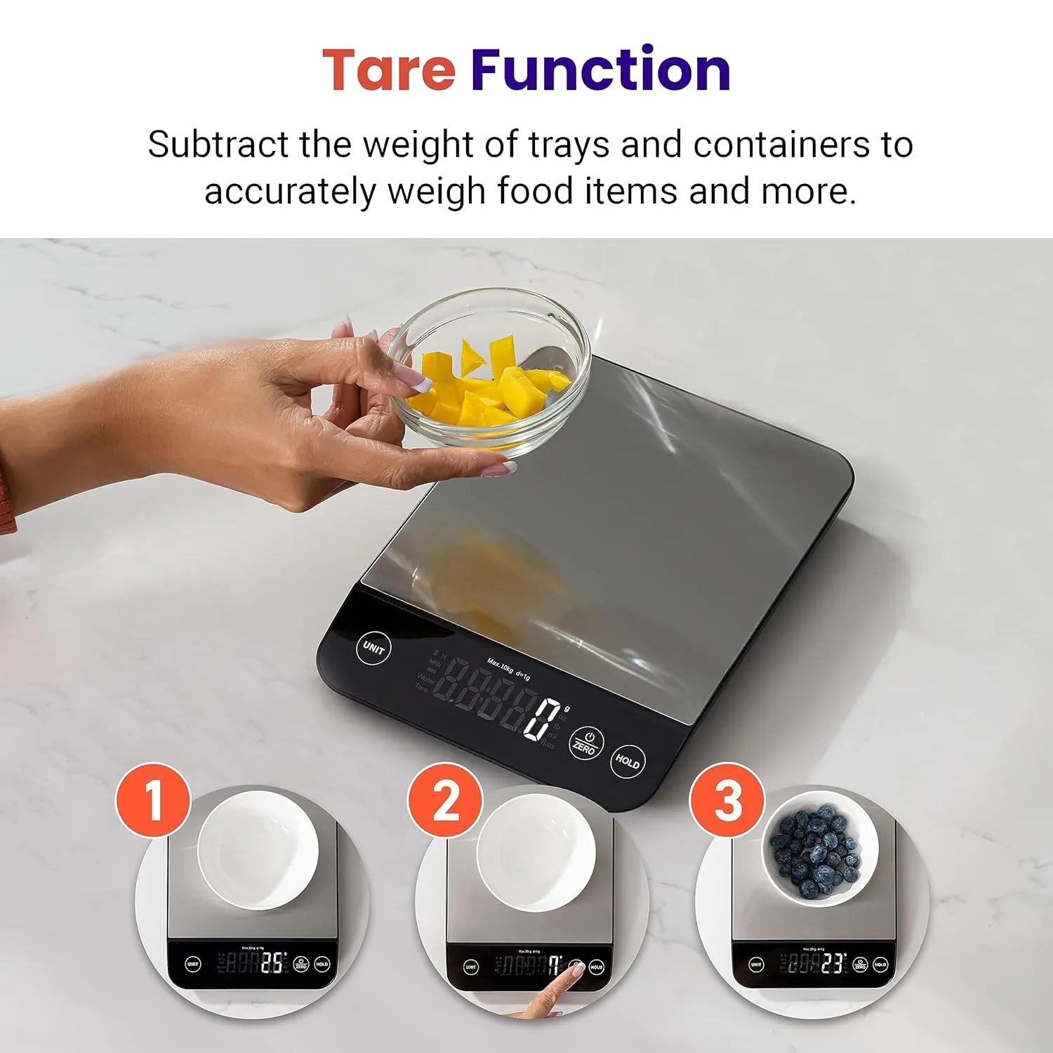 Hot Sale  22lb Digital Scale Weight Grams and Oz IPX6 Waterproof Type-C Rechargeable Food Kitchen Scale