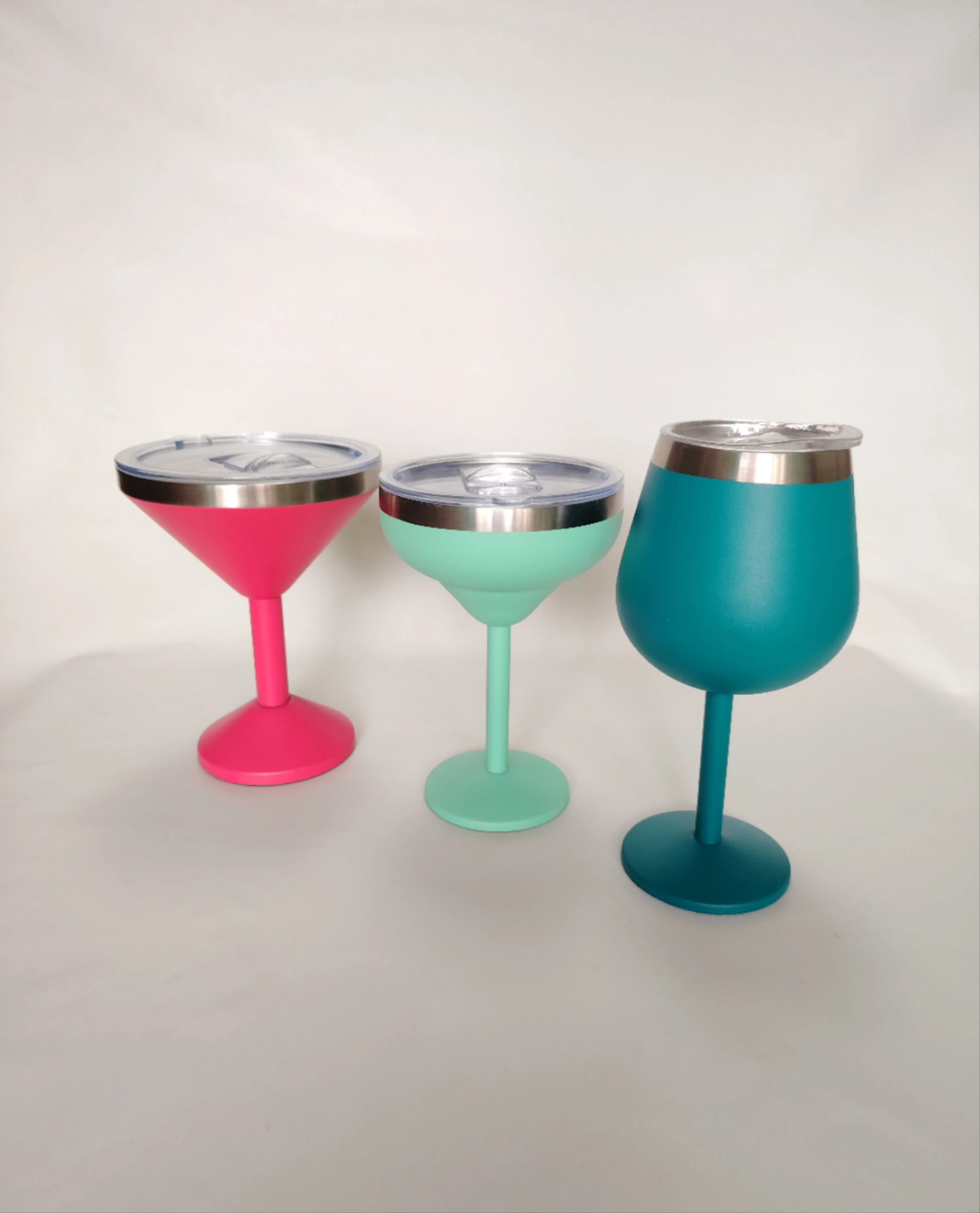 Customized martini glasses unbreakable margarita cocktail glasses double wall stainless steel red wine tumbler  with logo
