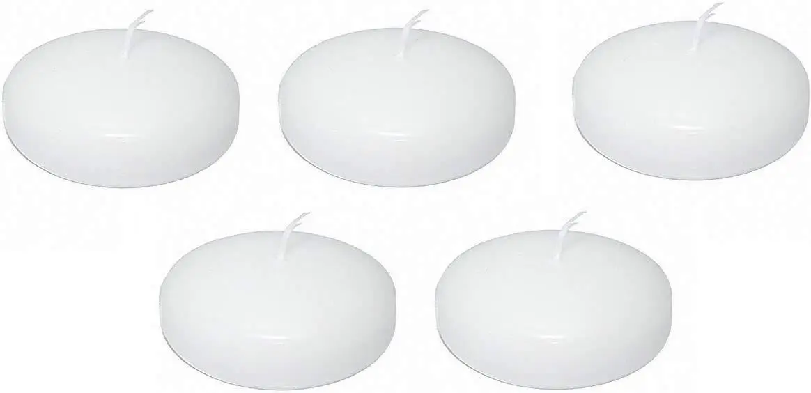 wholesale paraffin wax high quality 3'1.3inch white unscented floating candles for wedding party restaurant