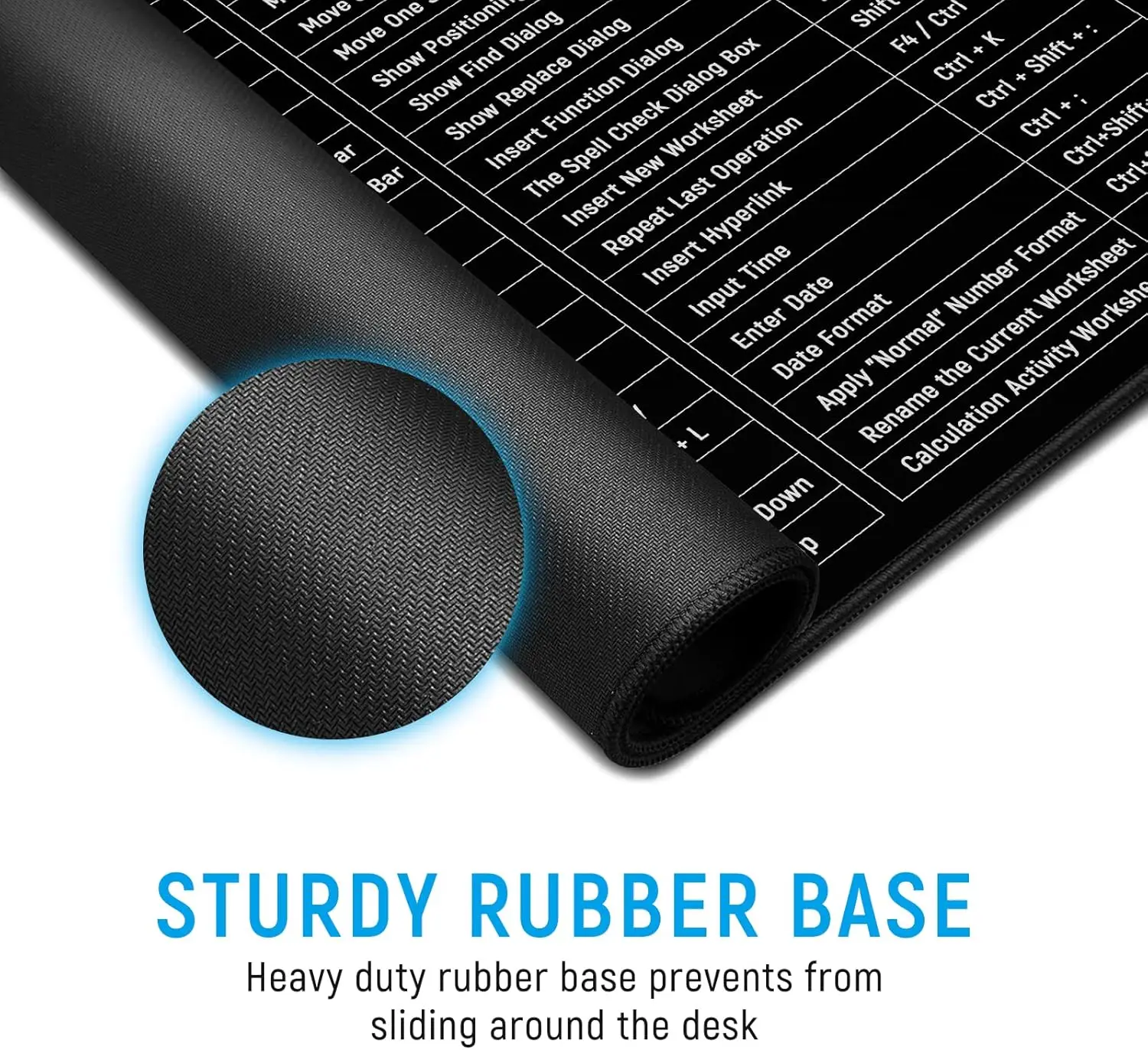 Keyboard Excel Shortcuts Mouse Mat Large 900x400mm Thick Extended Desk Pad Soft Computer Mice Mat for Macbook PC Laptop Office