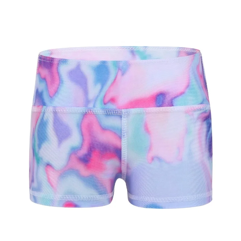  Kids Girls Colorful Stretchy Sleeveless Tanks Crop Top And High Waist Dance Shorts Bottoms Sports Gymnastic ballroom