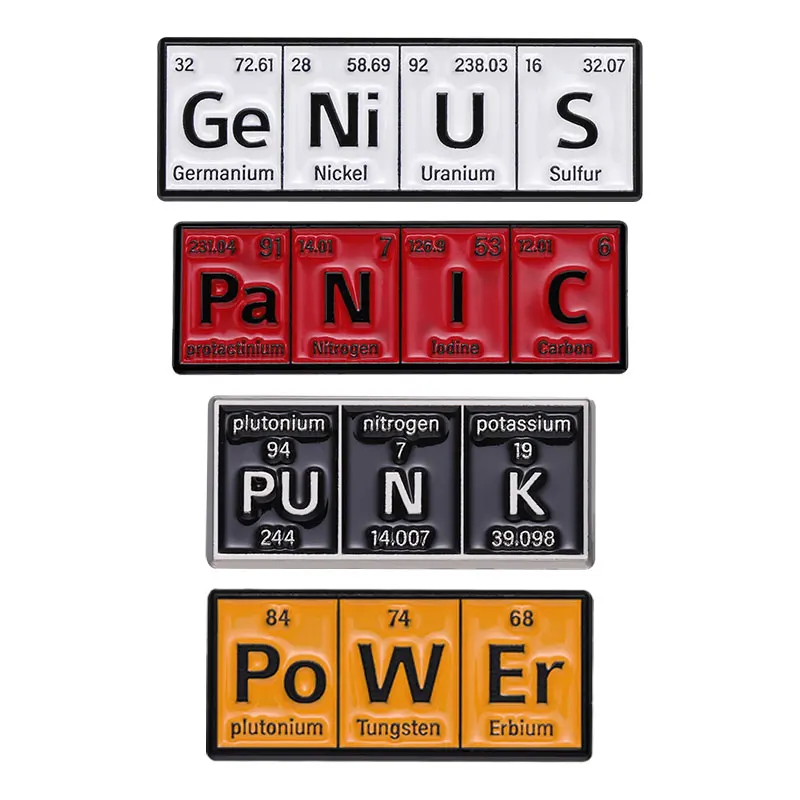 Chemical Element Enamel Pin Nitrogen Er Germanium Brooches Metal Pin Backpack Clothes Lapel Badge Jewelry for Chemistry Students