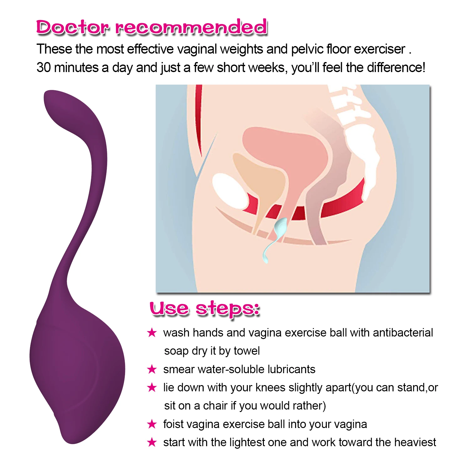 Soft silicone Pelvic floor exerciser kegel balls vaginal tightening silicone kegel balls