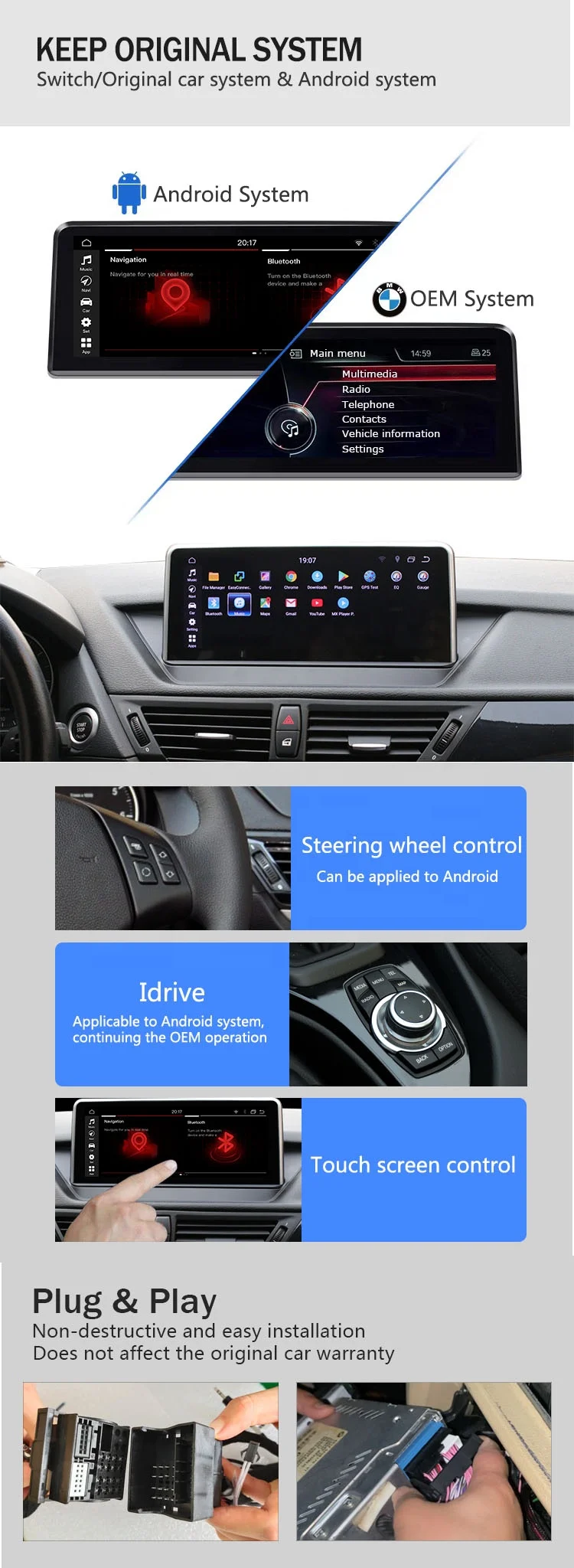 MCX 12.3 Inch 8 Core Carplay Auto Wireless Upgrade After Market Radio Android Monitor Car Audio For BMW X1 E84 2009 -2015
