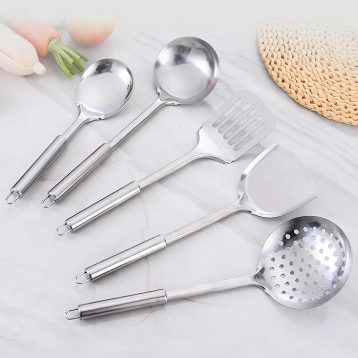 Cooking Utensil Set Stainless Steel Kitchen Tool Slotted Tuner Ladle Skimmer Serving Spoon Pasta Server