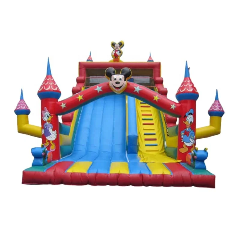 Commercial yellow inflatable dry slide for kids inflatable mickey theme pvc Outdoor inflatable slides mickey for Kids and Adults