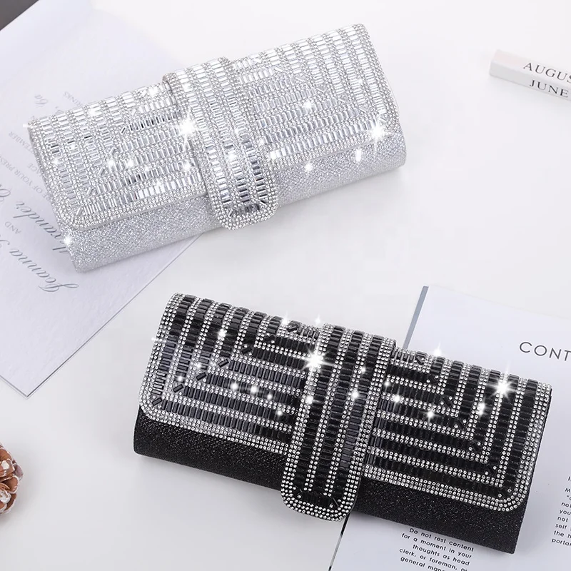 Factory Direct Sales Stick Diamond Three Discount Dinner Bag Hand Armpit Chain  Wedding Party Crystal Evening Clutch Bag