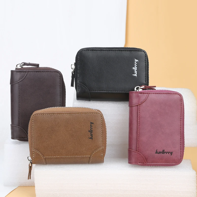 Baellerry New Style PU Leather Short Style RFID Protection Blocking Zipper Card Holder For Men,Male Bank Credit ID Card Csae