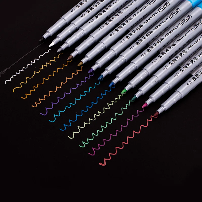 Fine tip water base assorted color large capacity ink metallic permanent marker