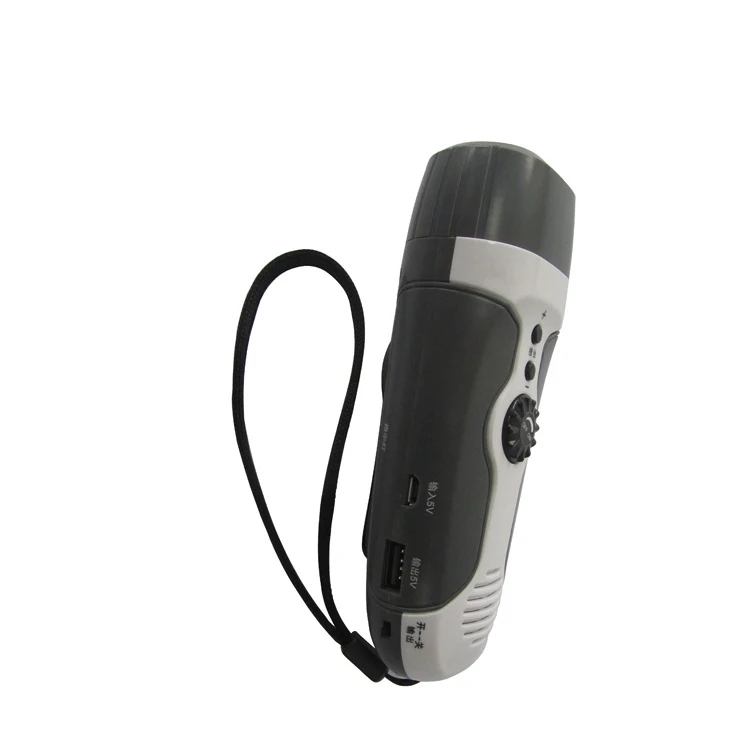 Hand-generated emergency disaster prevention flashlight with radio function