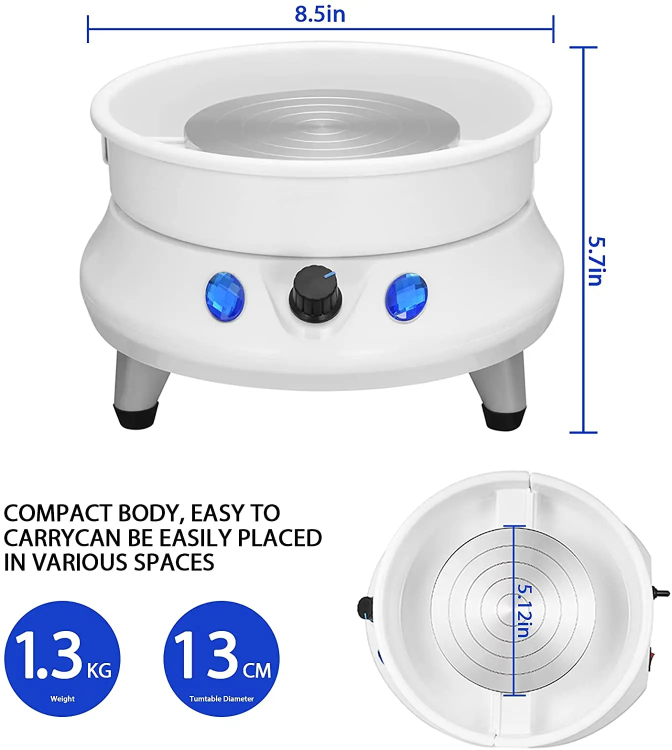Pottery Wheel Machine,  Electric Ceramic Work Clay Forming Machine DIY Art Craft Tool with Detachable ABS Basin