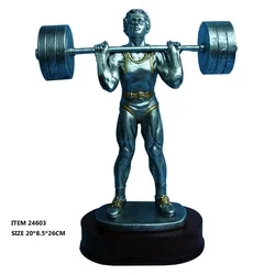 Polyresin Weightlifting sculpture Oscar statue with custom logo trophy