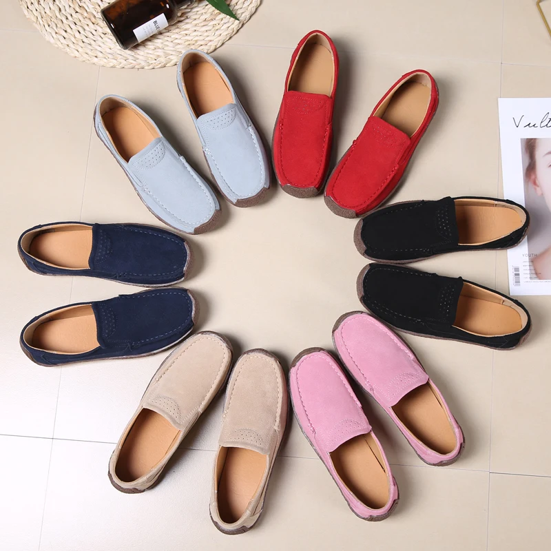 Womens Comfortable Leather Non-slip Flats Casual Driving Loafers Walking Shoes for Women