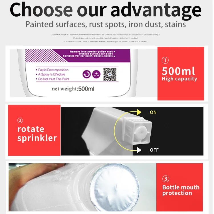 500ml Car Iron Powder Remover Sprayable Car Paint And Rim Cleaner Car Washing Beauty Cleaner