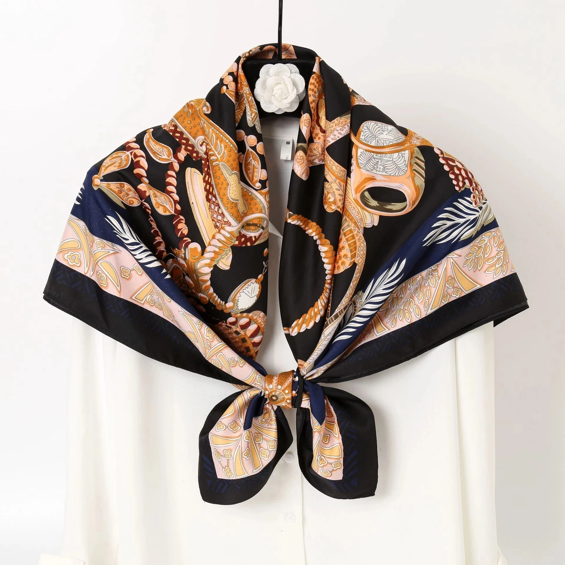 Big Square Female Silk Scarves Kerchief Neck Custom Bag Luxury Scarf Silk 90x90cm