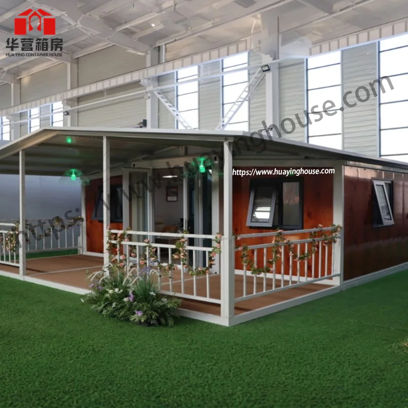 Huaying 40ft Luxury Expandable Container House Chinese Design Steel Sandwich Panel Material Prefabricated Home Bedroom/Shop