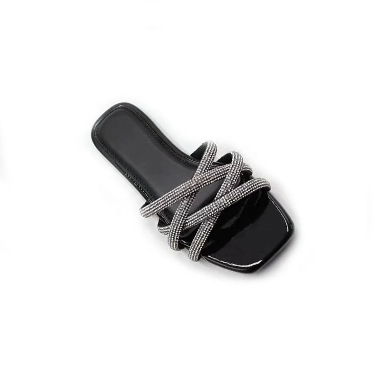 Wholesale Ladies Shoes Material Aquazzura Low Heel Rhinestones Leather Chain Shoelace Shoe Body Parts