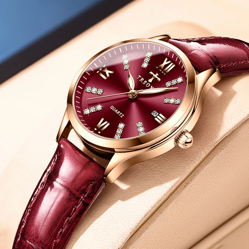 reloj de mujer Genuine Leather Women Luxury Watch Top montre femme 2021 Wrist Luxury Custom Quartz Ladies Wrist Watch TRS958