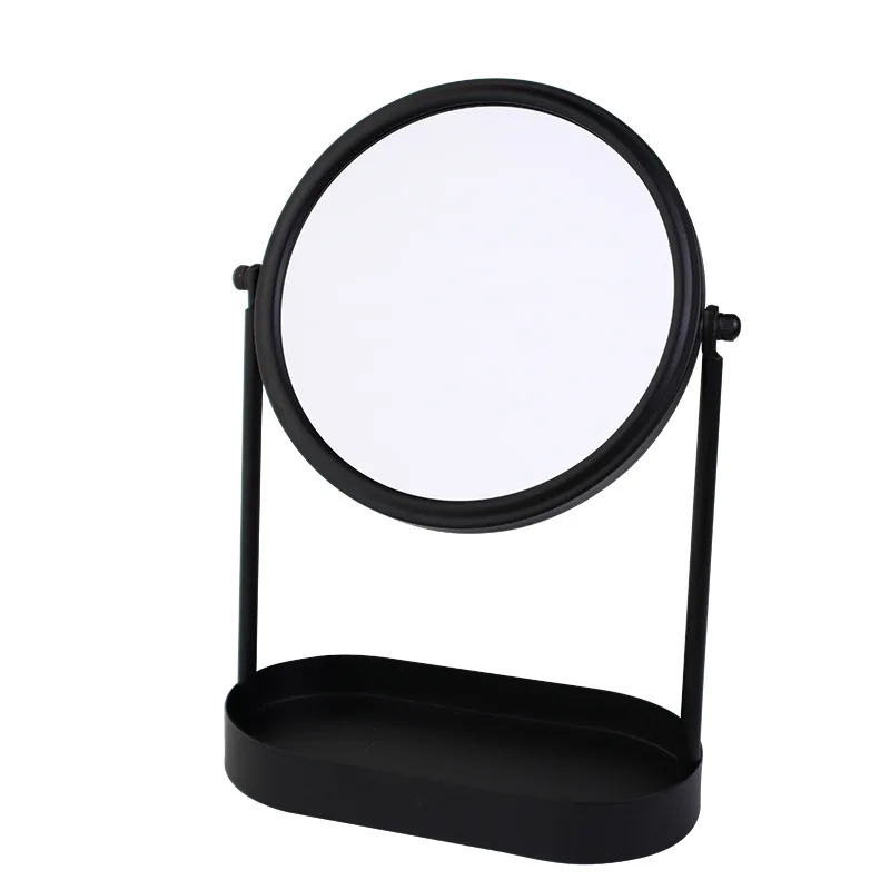 Черное настольное светодиодное зеркало для макияжа с подставкой хранения спальни