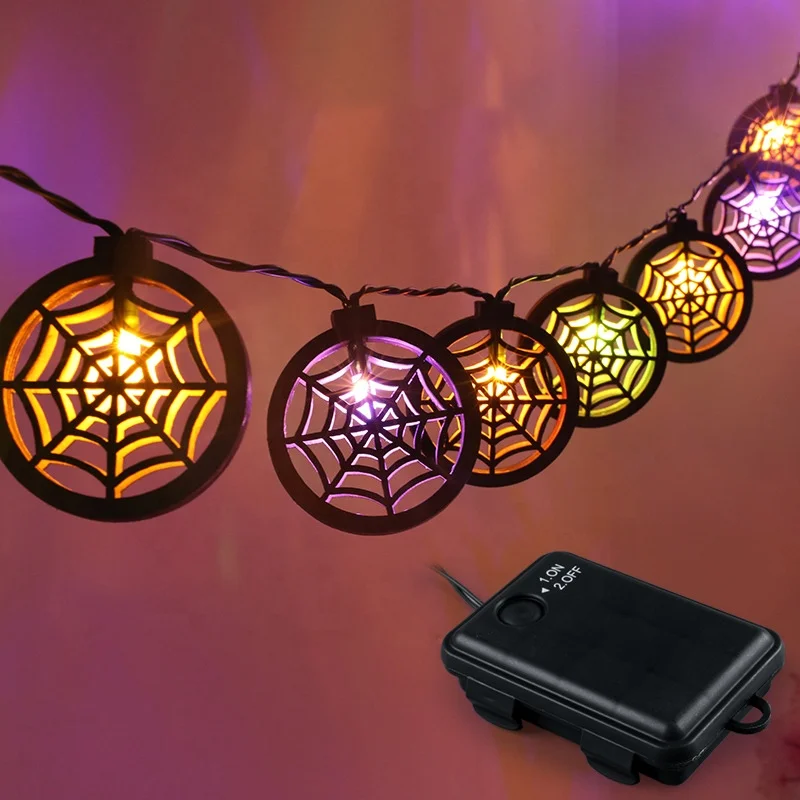 Halloween Bat Witch Skull Spider Web Light String Battery Powered Creative Indoor Outdoor Patio Garden Holiday Decoration Lights