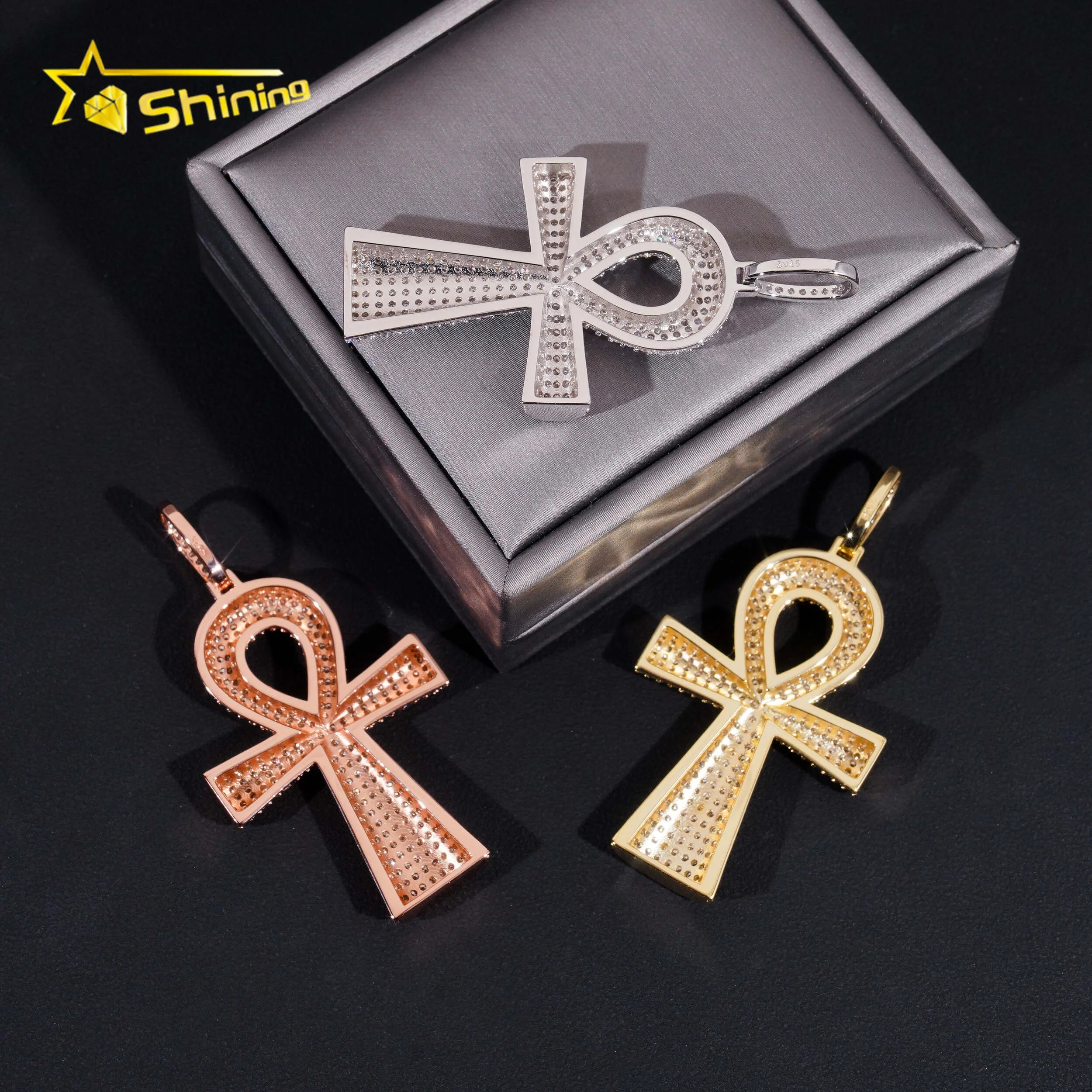 Hip Hop Jewelry 925 Sterling Silver Men Pendant Diamond Moissanite Iced Out Cross Pendant