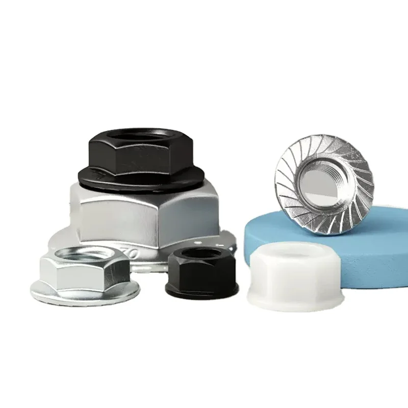 Wholesale carbon steel nylon Stainless steel M2M2.5M3M4M6M8M10M12 lock flange nuts Hex nut with rotating flange nut washer