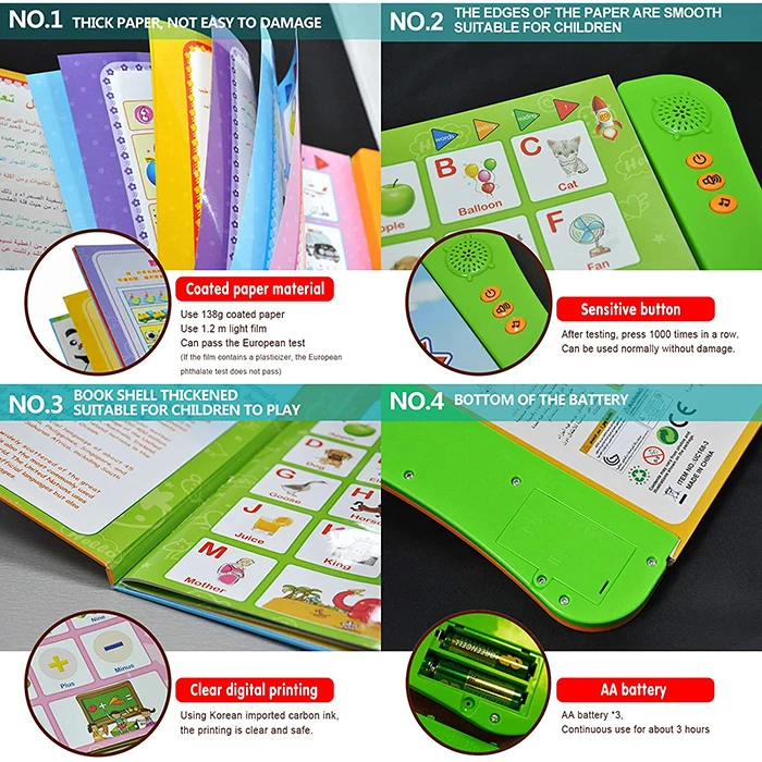 OEM индивидуальная Дошкольная электрическая звуковая книга со звуком на английском языке