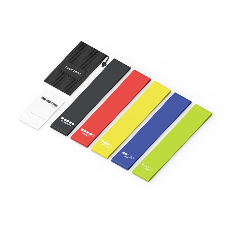 10 inch (500mm) Simplify Fit Resistance Loop Exercise Booty Bands with Instruction Guide+Carry Bag Set of 5